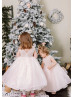 Beaded Pearl Tulle Tea Length Lovely Flower Girl Dress